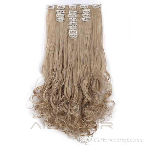 Aisi Hair Heat Resistant Full Head Hairpieces 8 Pcs 18 Clips Long Wavy Hair Extensions Brown Blonde Hair Extensions